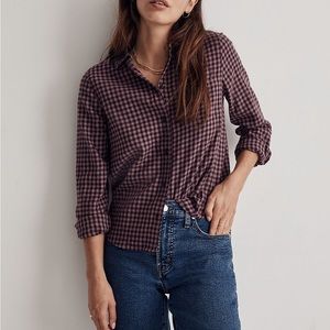 Madewell Shrunken Button-Up Shirt in Gingham Purple